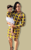 Long sleeve yellow matching mommy and me dress