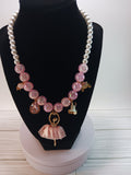 Girl pink ballerina Necklace and Bracelet set