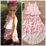 Pink 2 piece flower dress set
