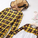 Long sleeve yellow matching mommy and me dress