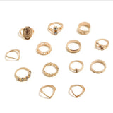 Gold ring set, mother Mary ring set