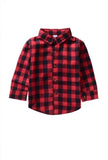 Red plaid long sleeve girls shirt/ I think I'm gonna kick it with my mom today
