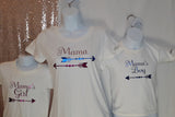 mommy, daughter, and son matching T-shirts