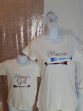 mommy, daughter, and son matching T-shirts