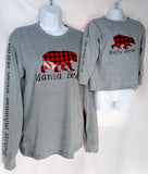"Mama bear / Baby bear " matching long sleeve gray shirts