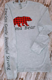"Mama bear / Baby bear " matching long sleeve gray shirts