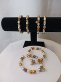 Beaded Bracelet Gold and White