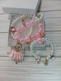 Girl pink ballerina Necklace and Bracelet set