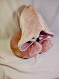 Satin hooded Travel Neck Pillow Blue Girl power, Pink Teddy, and Purple Flowers