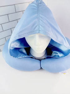 Satin hooded Travel Neck Pillow Blue or Pink