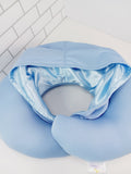 Satin hooded Travel Neck Pillow Blue or Pink