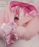 Satin hooded Travel Neck Pillow Blue or Pink