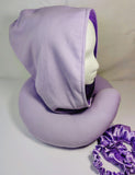 Satin hooded Travel Neck Pillow Blue or Pink