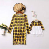 Long sleeve yellow matching mommy and me dress