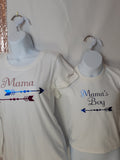 mommy, daughter, and son matching T-shirts